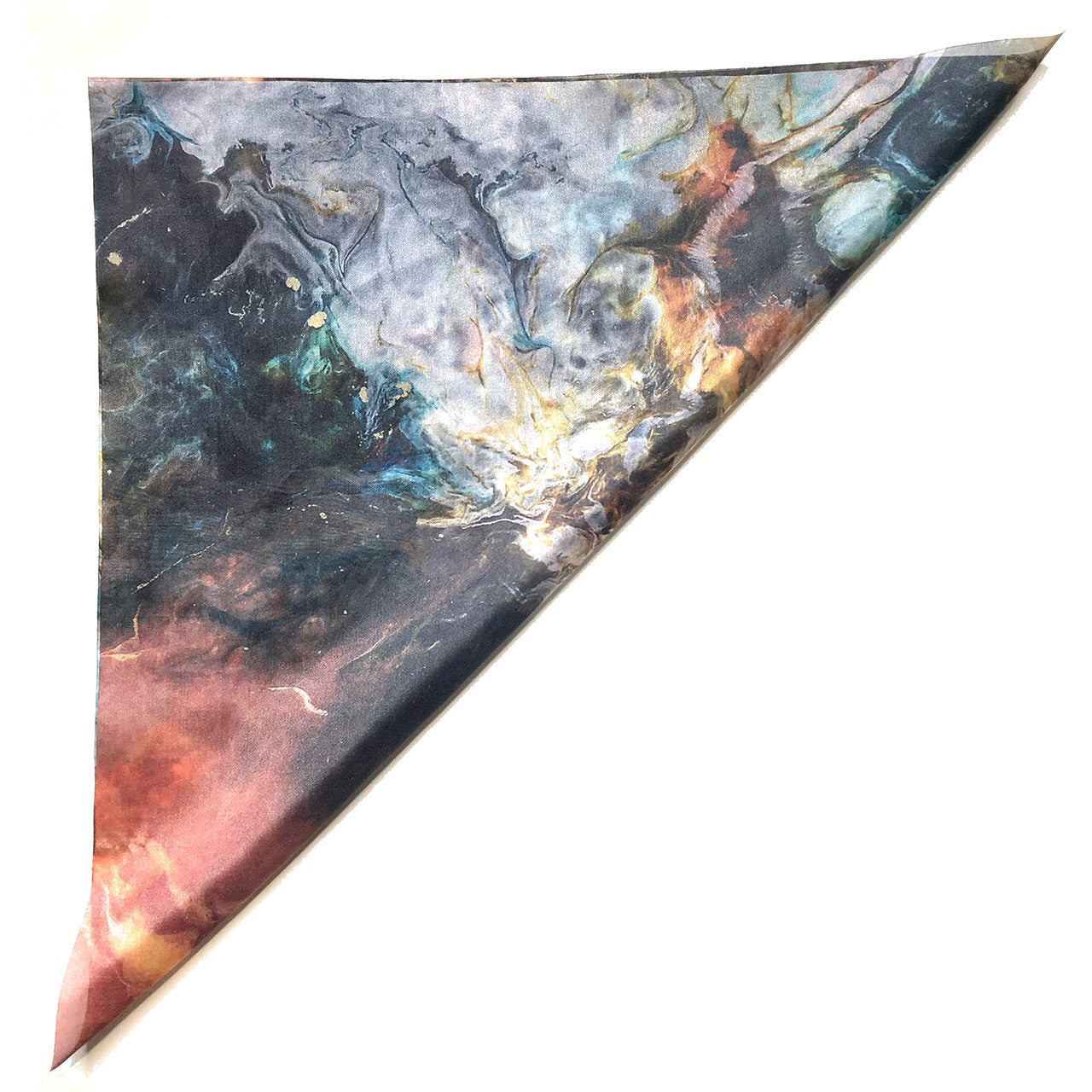 Näsduk Korallvind - Siden poly - Blå Svart Vit Guld - 33x33 - Weikel