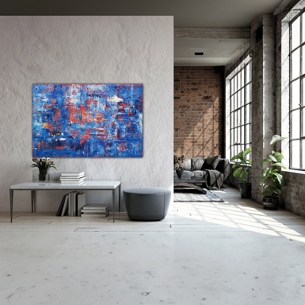 Sandstorm i Blått och Rött - 150x100