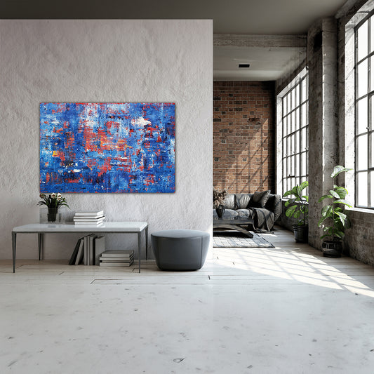 Sandstorm i Blått och Rött - 150x100