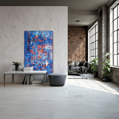 Sandstorm i Blått och Rött - 150x100