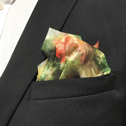 Näsduk Trädgårdsdrömmar - Siden poly - Grön Rosa Vit Guld - 33x33 - Weikel