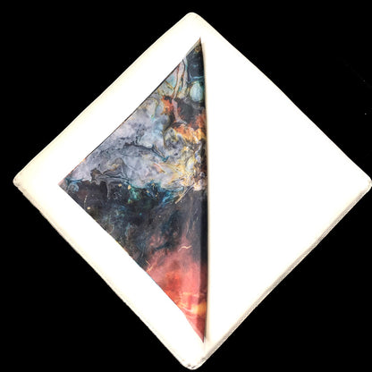 Näsduk Korallvind - Siden poly - Blå Svart Vit Guld - 33x33 - Weikel