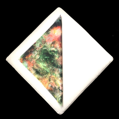 Näsduk Trädgårdsdrömmar - Siden poly - Grön Rosa Vit Guld - 33x33 - Weikel