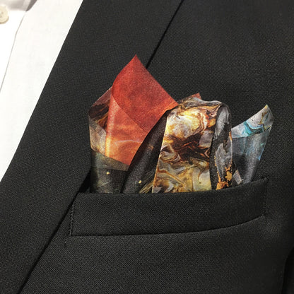 Näsduk Korallvind - Siden poly - Blå Svart Vit Guld - 33x33 - Weikel